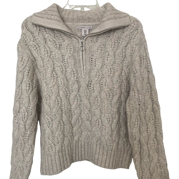 NWT Sincerely Jules Cable Knit Half Zip Cozy Pullover Turtleneck Sweater Sz M - Picture 3 of 12